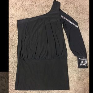 Little Black Dress One Shoulder Long Sleeve